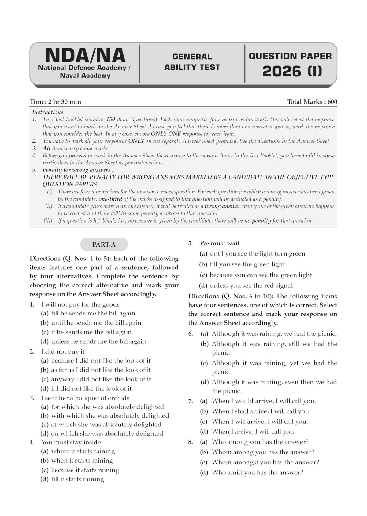 Oswaal NDA/NA GAT 13 Years’ Chapter-wise & Topic-wise Solved Papers English Medium | General Ability Test (English & GK) | 2014-2026 | 2600+ Questions | With Oswaal AI | For 2026-27 Exams