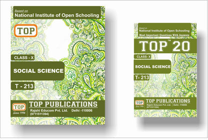 TOP NIOS Class 10 Social Science 213 Guide + TOP 20 Most Important Question Answers (Mini Book) - Set of 2 Books