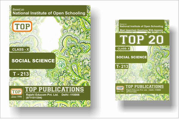 TOP NIOS Class 10 Social Science 213 Guide + TOP 20 Most Important Question Answers (Mini Book) - Set of 2 Books