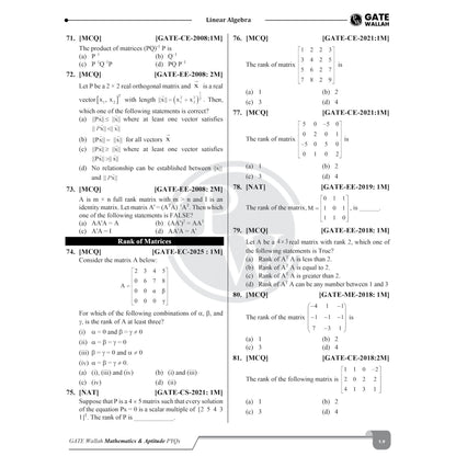 PW GATEWALLAH Engineering Mathematics & General Aptitude Topicwise Previous Year Solved Papers (2026 - 2008) with Video Solutions For 2027 Exams | Detailed Text Solutions