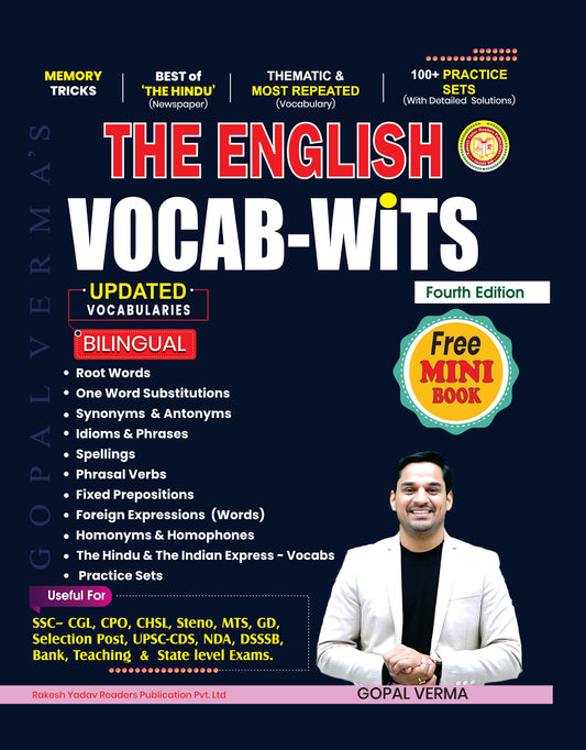The English VOCAB-WiTS with The Mini Book | SSC-CGL, CPO, CHSL, Steno, MTS, GD, Selection Post, UPSC-CDS, NDA, DSSSB, Bank, Teaching & State Level Exams | 100+ Practice Sets | By Gopal Verma