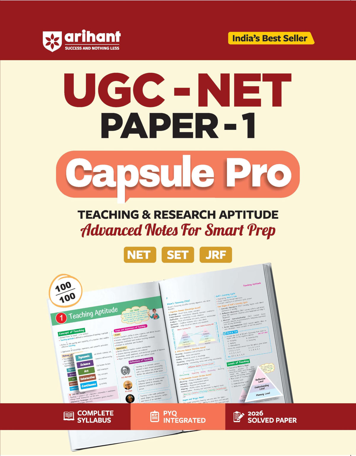 Arihant UGC NET/JRF/SET Paper 1 Capsule Pro | Teaching & Research Aptitude | Complete Syllabus, PYQs & 2026 Solved Paper | Advanced Notes for Smart Prep | English Medium