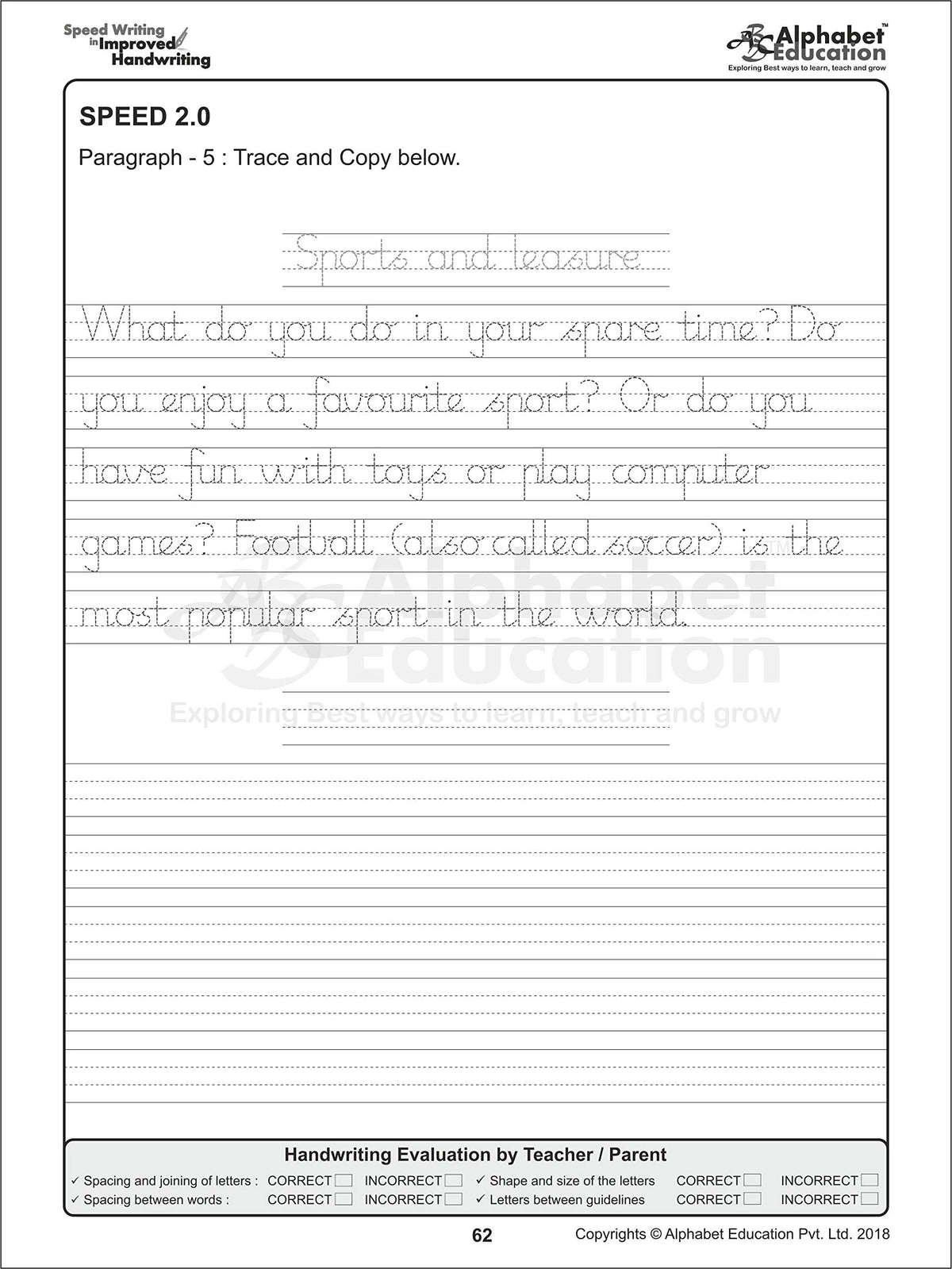 Speed Writing In Improved Handwriting - MR Script Writing - Book A (For Kids Age 6-9 Years) - Handwriting practice book in Marion Richardson writing script