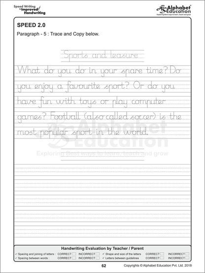 Speed Writing In Improved Handwriting - MR Script Writing - Book A (For Kids Age 6-9 Years) - Handwriting practice book in Marion Richardson writing script