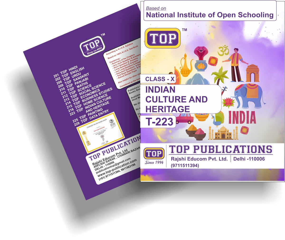TOP NIOS Indian Culture & Heritage Guide Class 10 (T-223)