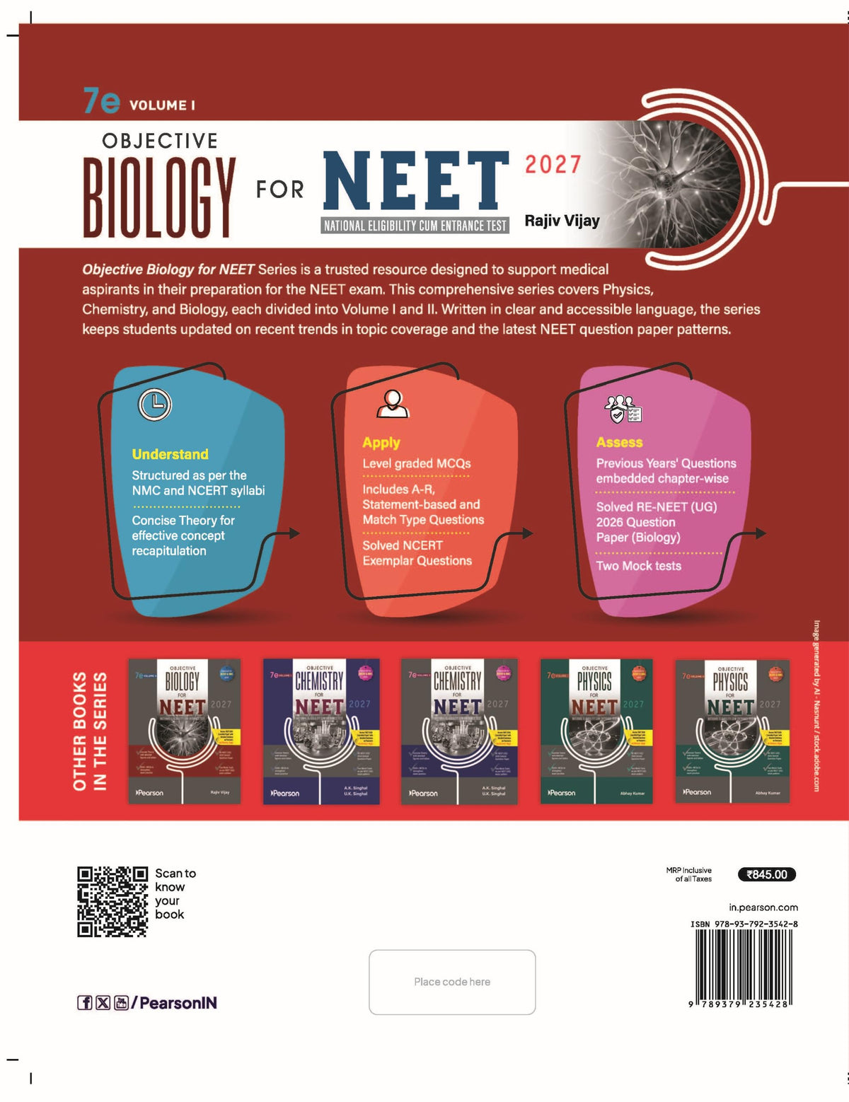 Pearson Objective Biology for NEET - Vol - I 2027| Includes 2026 NEET cancelled paper & re exam paper | 9500 + MCQs| 2 mock test paper|NEET and NCERT curriculum