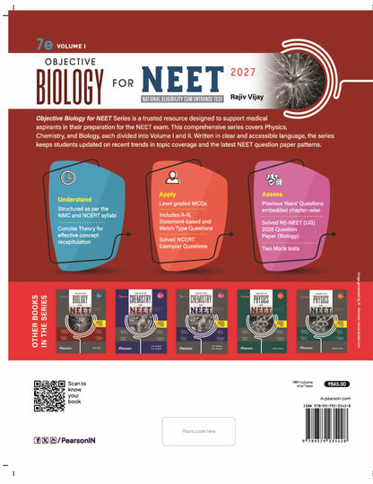 Pearson Objective Biology for NEET - Vol - I 2027| Includes 2026 NEET cancelled paper & re exam paper | 9500 + MCQs| 2 mock test paper|NEET and NCERT curriculum
