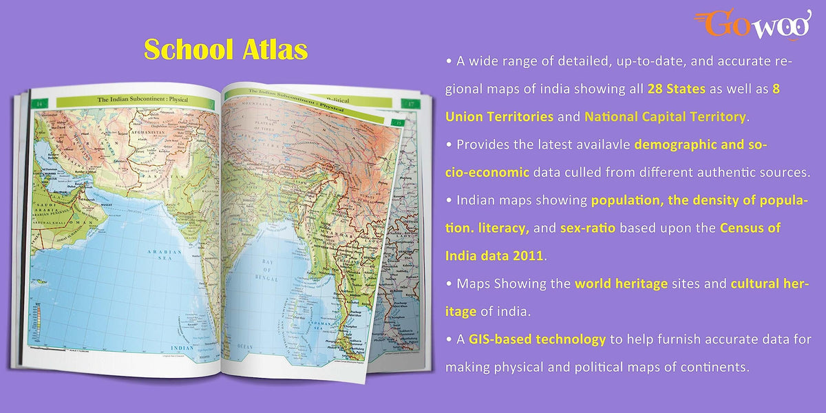 SCHOOL ATLAS LATEST EDITION (ENGLISH) - ART PAPER | School Atlas: Latest Edition with Comprehensive Mapping
