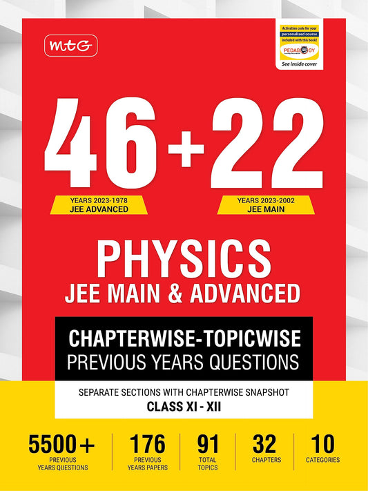 MTG 46 + 22 Years JEE Main and IIT JEE Advanced Previous Years Solved Question Papers with Chapterwise Topicwise Solutions Physics Book – JEE PYQ ... For 2024 Exam [Paperback] MTG Editorial Board MTG Editorial Board 