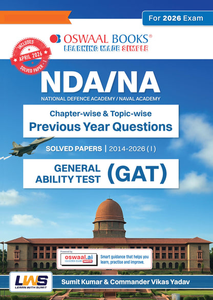 Oswaal NDA/NA GAT 13 Years’ Chapter-wise & Topic-wise Solved Papers English Medium | General Ability Test (English & GK) | 2014-2026 | 2600+ Questions | With Oswaal AI | For 2026-27 Exams