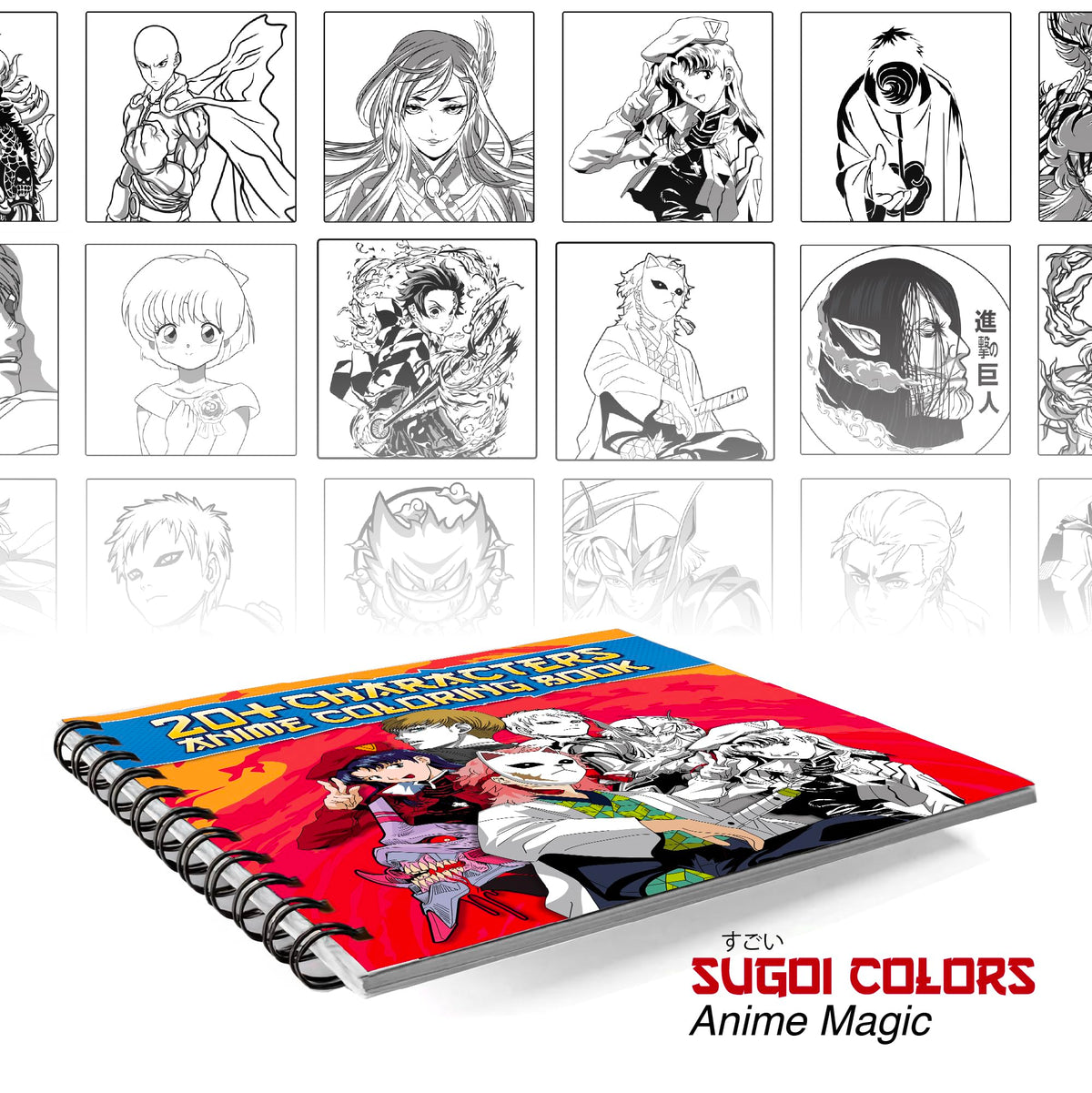 The Crafthives Anime Coloring Book Volume 1 | 24 Anime Character Designs | Smooth Coloring Pages for Sketch Pens & Markers | Spiral Bound Creative Art Book for Kids Teens Adults