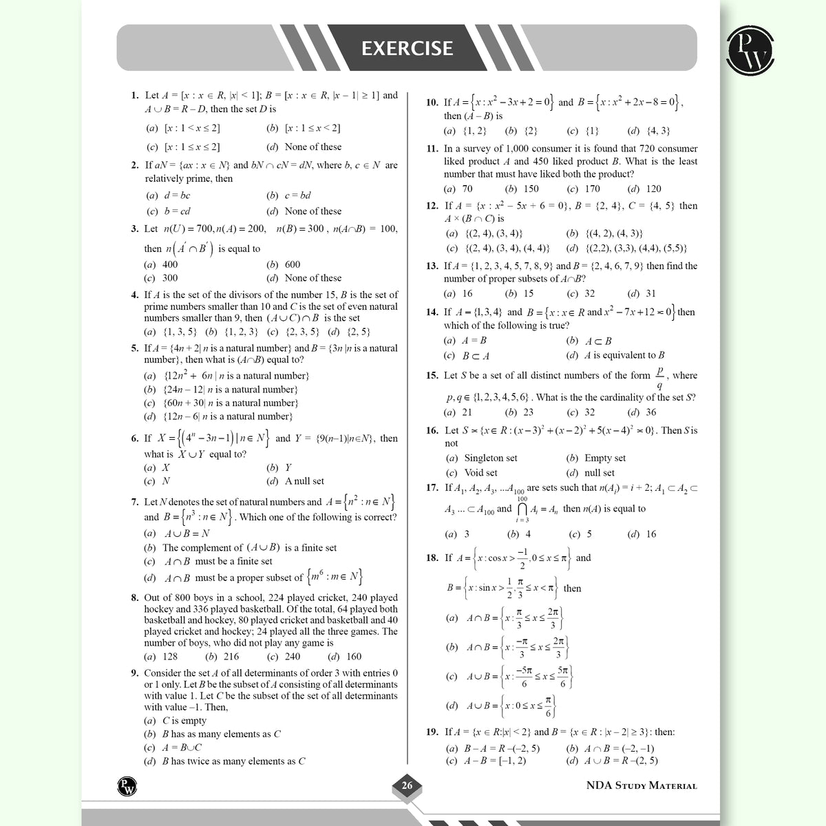 PW Shaurya NDA Book 2026 – NDA/NA Mathematics | Latest 2025 Solved Paper | Chapterwise Theory, Solved Examples, Practice Exercises | For National Defence Academy & Naval Academy
