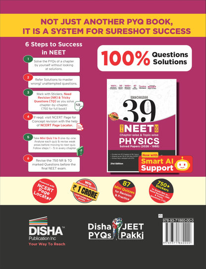 Disha Errorless 39 Years NTA NEET (UG) Chapter-wise & Topic-wise Physics NEET PYQ Book (2026 - 1988) 21st Edn | NEET Previous Year Solved Papers for 2027 Exam with 2026 Cancelled & Retest Paper