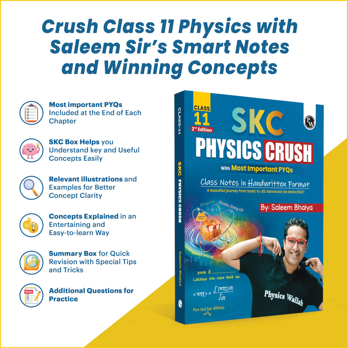 PW SKC Physics Crush Class 11 Handwritten Format Notes By Saleem Sir For JEE and NEET Exams (Hinglish Edition) | Most Important PYQs | From Basic to JEE Advanced via JEE/ NEET