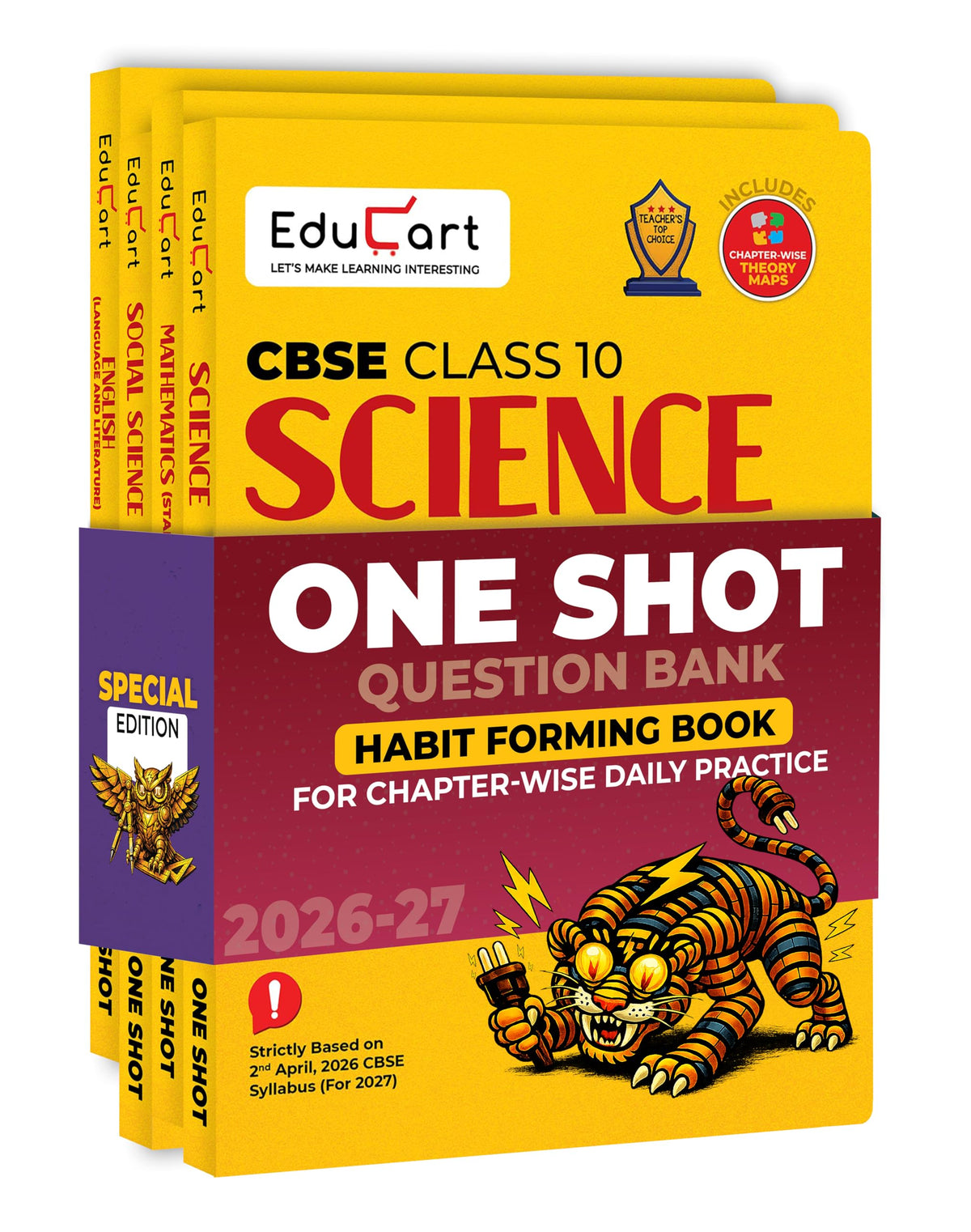 Educart CBSE Class 10 One Shot Question Bank Bundle 2026–27 | Science, Maths Standard, English & SST | Chapterwise NCERT Qs, PYQs & Competency-Based Qs | CBSE 2027 Exam