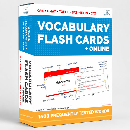 1500 VOCABULARY FLASH CARDS for GRE GMAT TOEFL SAT IELTS CAT - HIGH QUALITY Flashcards + Online Flash Cards + 50 Online Exercises