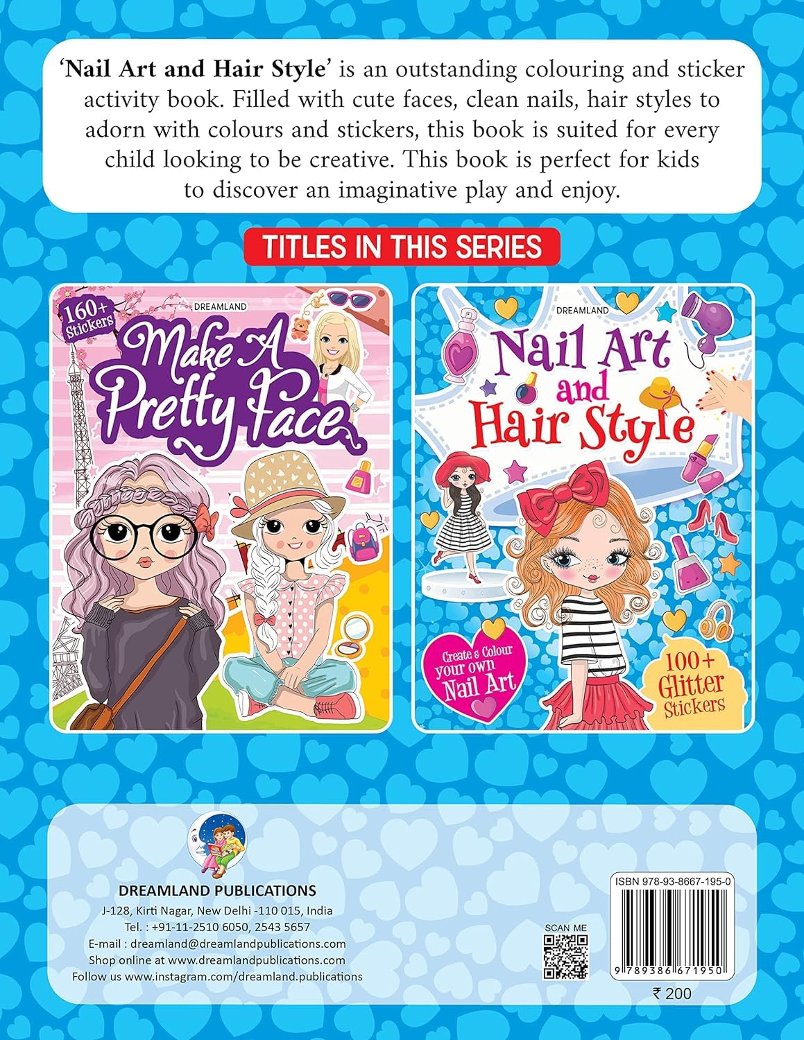 Nail Art and Hair Style Colouring and Sticker Activity Book for Kids Age 3 -6 years- Create and Colour Your Own Nail Art with 100+ Glitter Stickers