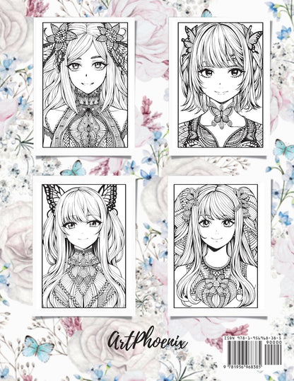 Anime Girls Coloring Book For Adults: a Fantasy Anime Girls Coloring Book with Cute and Adorable Girls