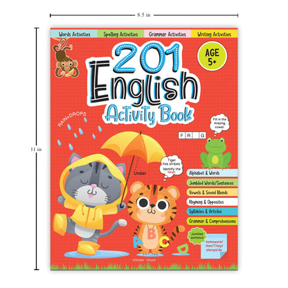 201 English Activity Book: Fun Activities and Grammar Exercises | Alphabet & Words, Rhyming & Opposites | Ages 5–9 | 4+ Hours of Interactive Learning