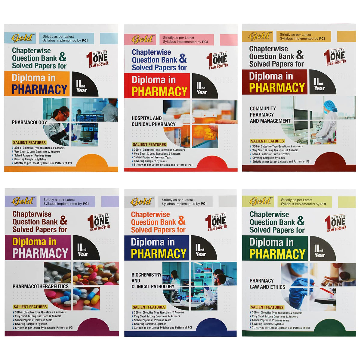 Gold D.Pharm 2nd Year Chapterwise Question Bank & Solved Papers | English Edition, Set of 6 Books | ER 2020 PCI Syllabus | GBDPE-2 | Diploma Pharmacy Exam Practice (Updated Edition 2026)