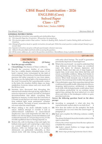 Oswaal CBSE Class 12 English Core Question Bank | Chapter & Topic-wise Solved Papers (2017-2026) | Based on Latest Syllabus (April 2026) | Includes 2026 Papers | For 2027 Exam (CBSE Question Papers)