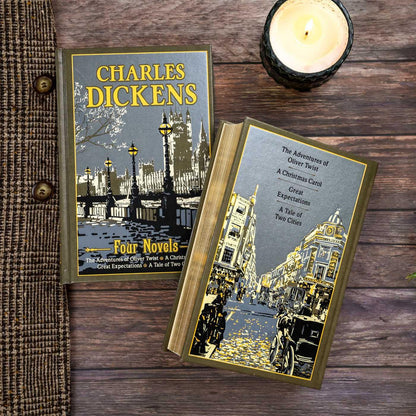 Charles Dickens Four Novels: The Adventures of Oliver Twist, a Christmas Carol, Great Expectations, a Tale of Two Cities (Leather-bound Classics)