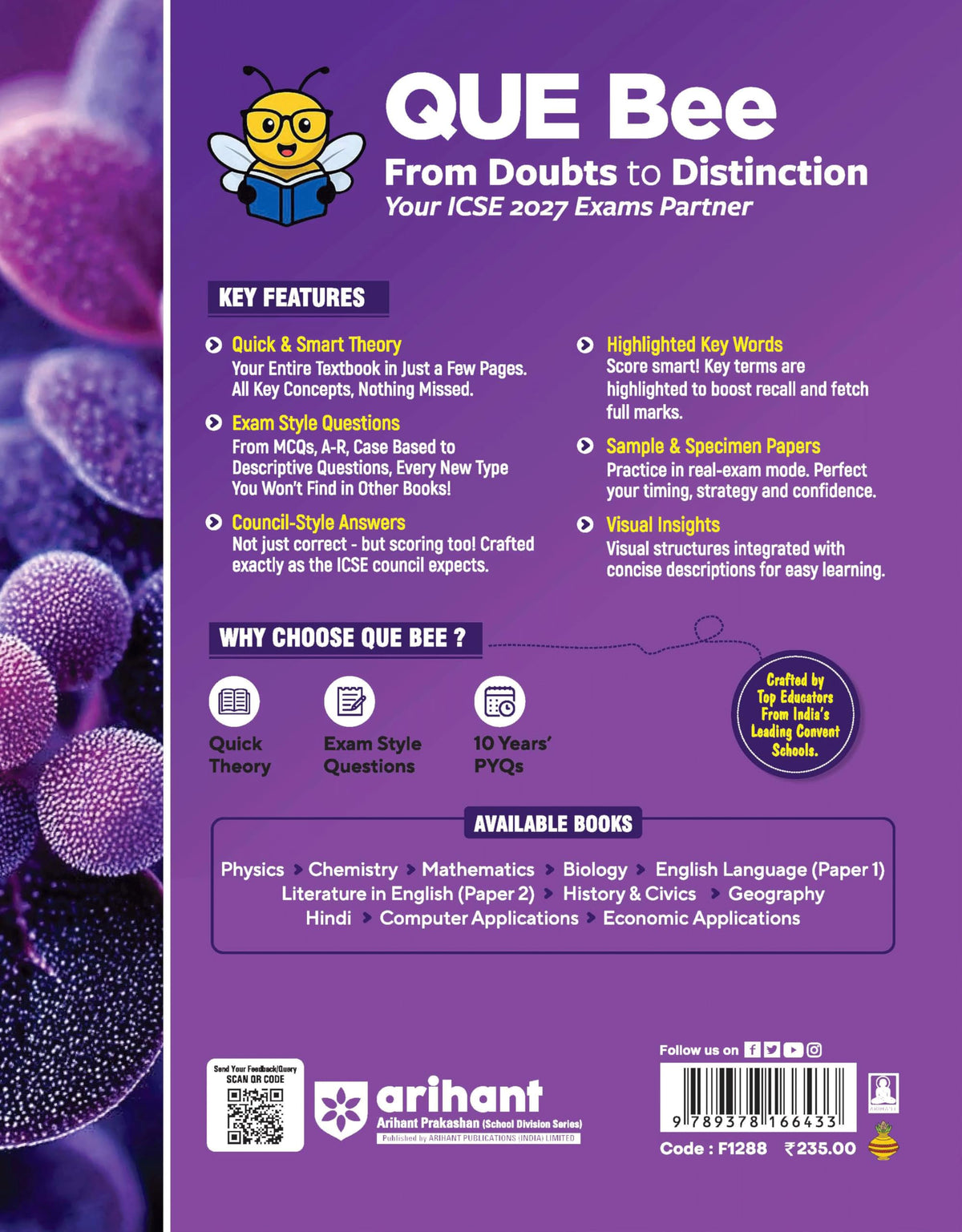 Arihant ICSE Biology Class 9 Exam 2026-27 | Quick Theory, Exam Pattern Questions & Sample Papers | As per Latest ICSE Syllabus | Que Bee 2nd Edition 2027