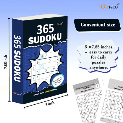 365 Sudoku :- Brain Training Sudoku Puzzle Book, Sudoku puzzle book, Brain Booster sudoku book, 365 sudoku puzzles book, Classic Sudoku Puzzle Book, Travel-sized sudoku puzzle book