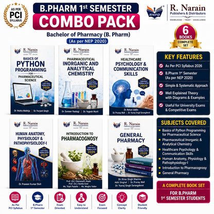 R. Narain B.Pharm 1st Semester Combo Pack, 6 Books Set
