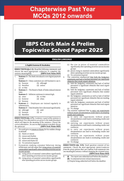 Disha IBPS Bank Clerk Guide for Preliminary & Main Exams with Chapter-wise PYQs 15th Edition | 42 Chapters | 4100+ MCQs | Fully Solved