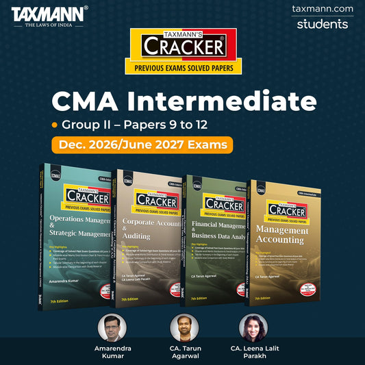 Taxmann's CRACKER COMBO for CMA Intermediate | Dec. 2026/June 2027 Exams | Group II – Papers 9 to 12 | CRACKER Series | OMSM, CAA, FMDA, and MA | July 2026 Edition | Set of 4 Books