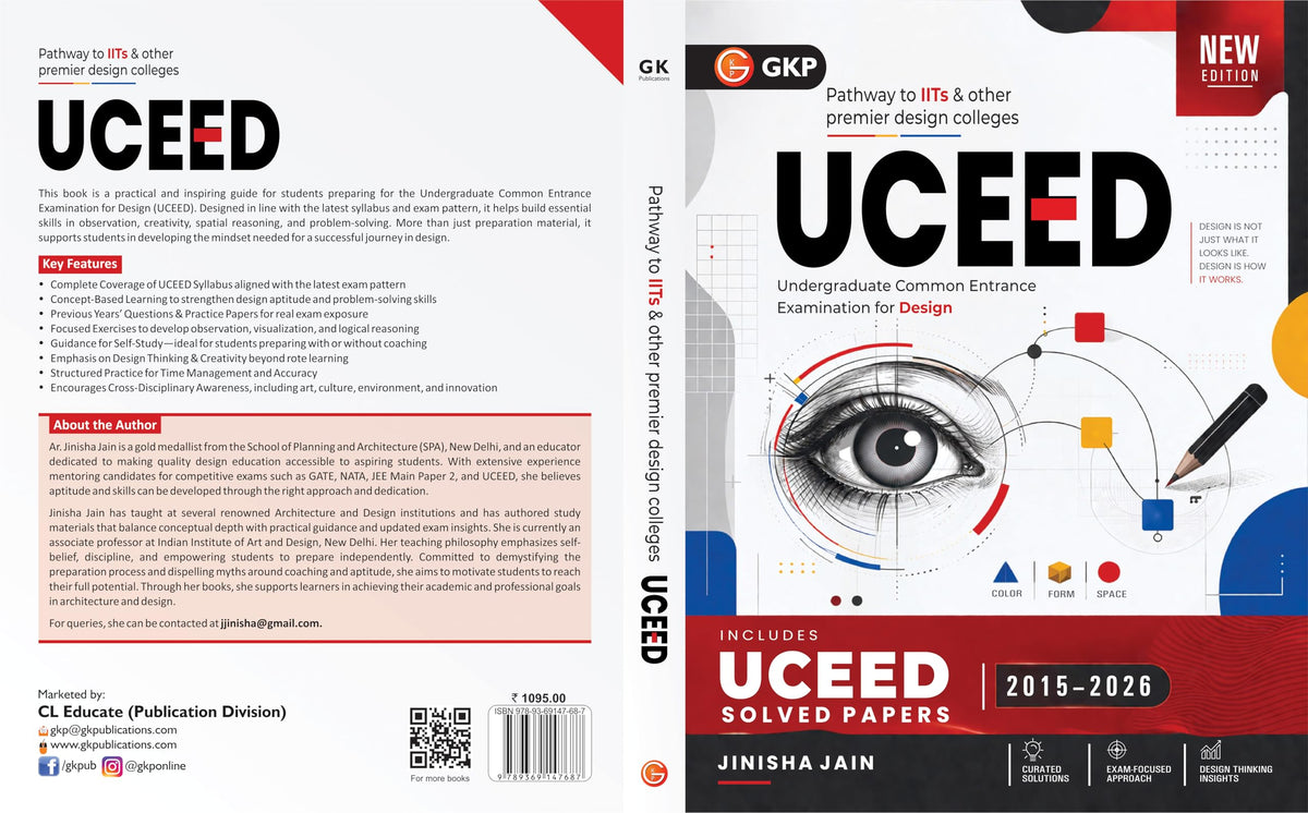 UCEED 2027 Study Guide | 12 Years Solved Papers (2015–2026) | Design Aptitude, Spatial Reasoning & Part-B Drawing Prep | Concept-Based B.Des Entrance Guide