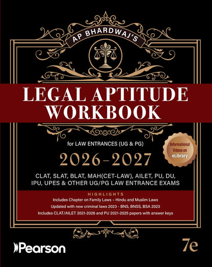 Pearson Complete CLAT Manual + 16 Solved Papers CLAT & AILET 2019–2026 + Legal Awareness & Reasoning + Legal Aptitude Workbook 2026–27 | For CLAT, ... Law Entrances | PYQs, 6000+ MCQs & Mock Tests