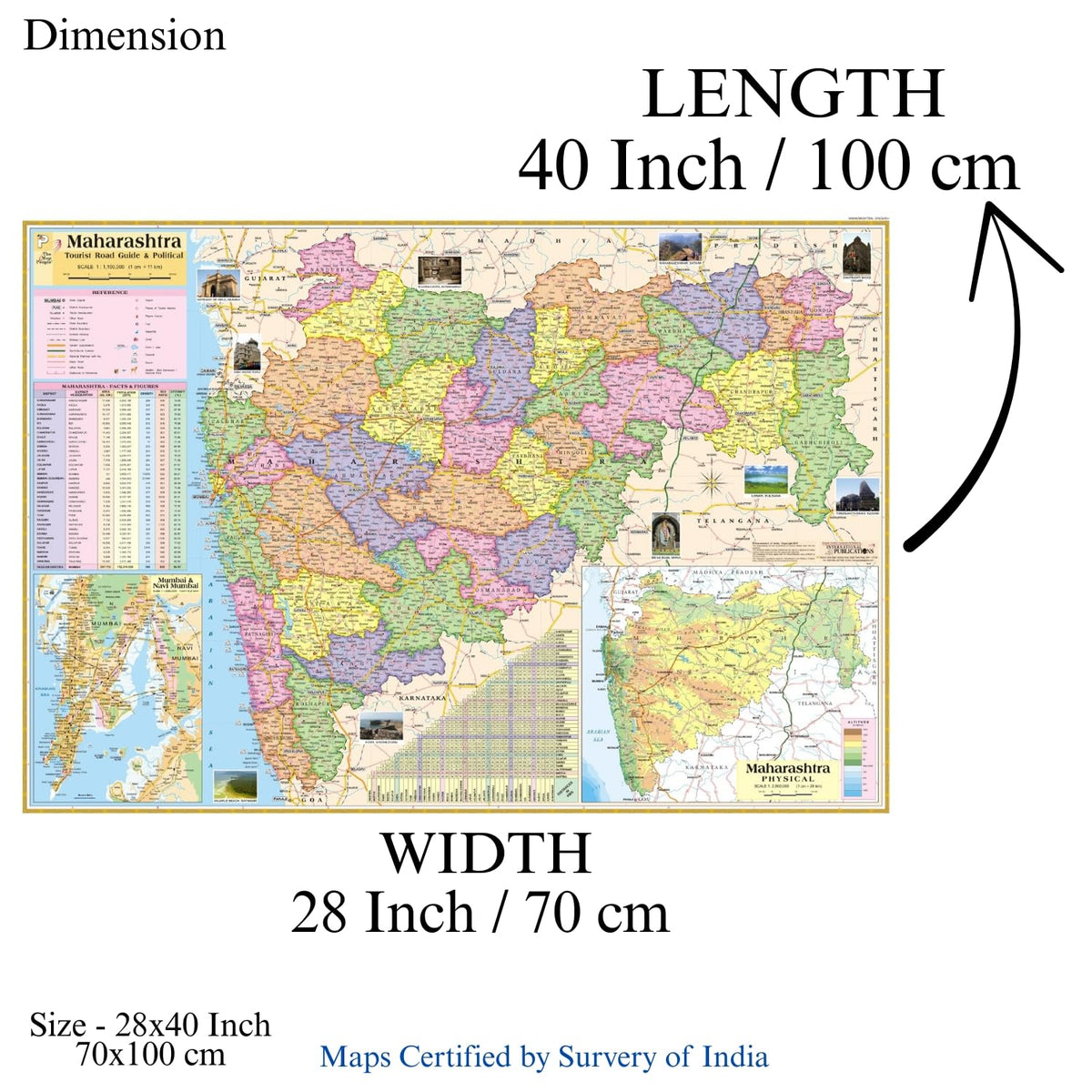 Editone International Maharashtra Road Guide & Political State Map for Wall | Competitive Exam Preparation for UPSC, IAS, IPS, with Non-Laminated ... x 28 inch) in English Medium (Maps & Atlases)
