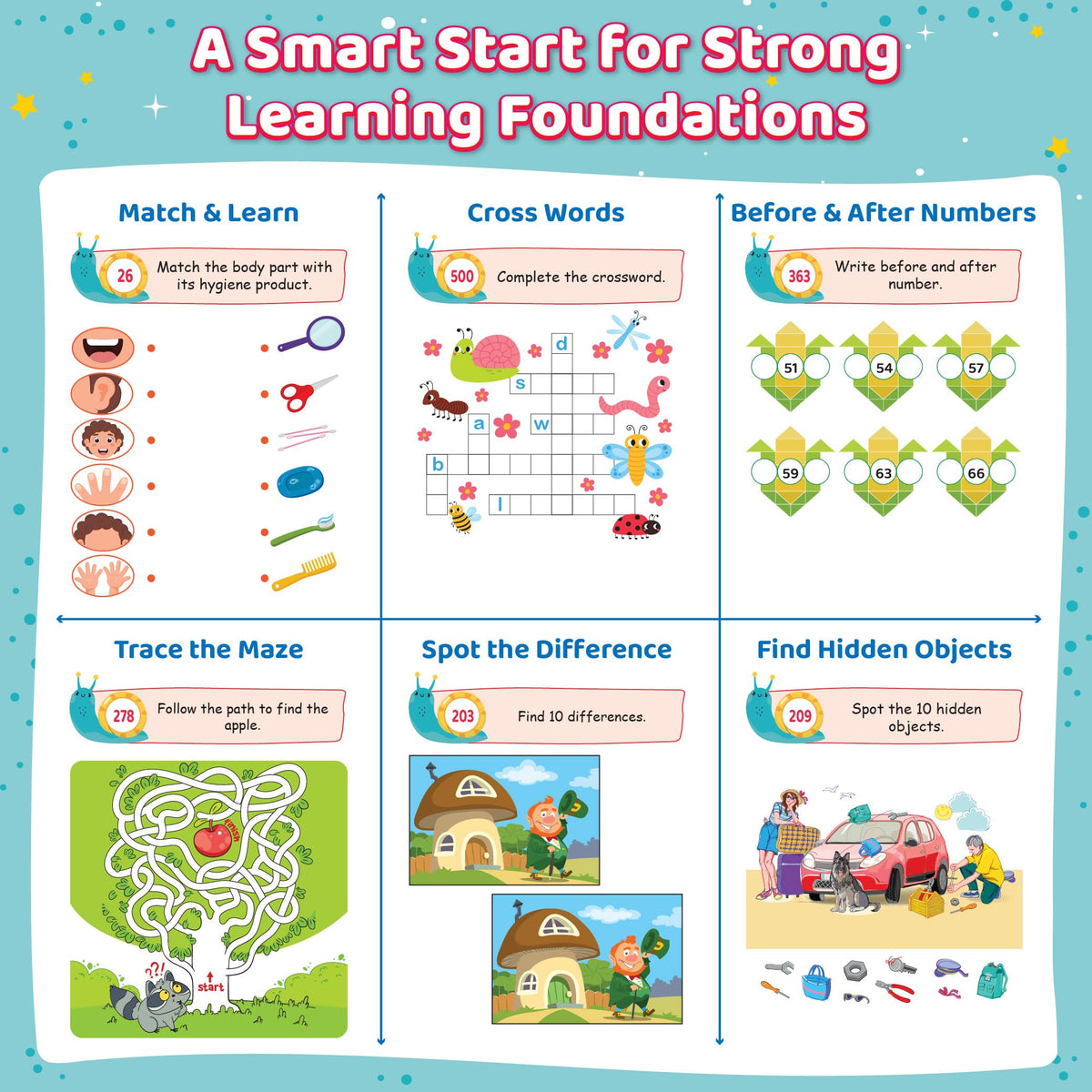 1200+ Brain Booster Activity Book for Kids Ages 5–9 | Theme Based Activity Book with 500+ Free Printable Worksheets & Parenting Tips | Puzzles, Mazes, Brain Teasers, Word Searches and Mind Games