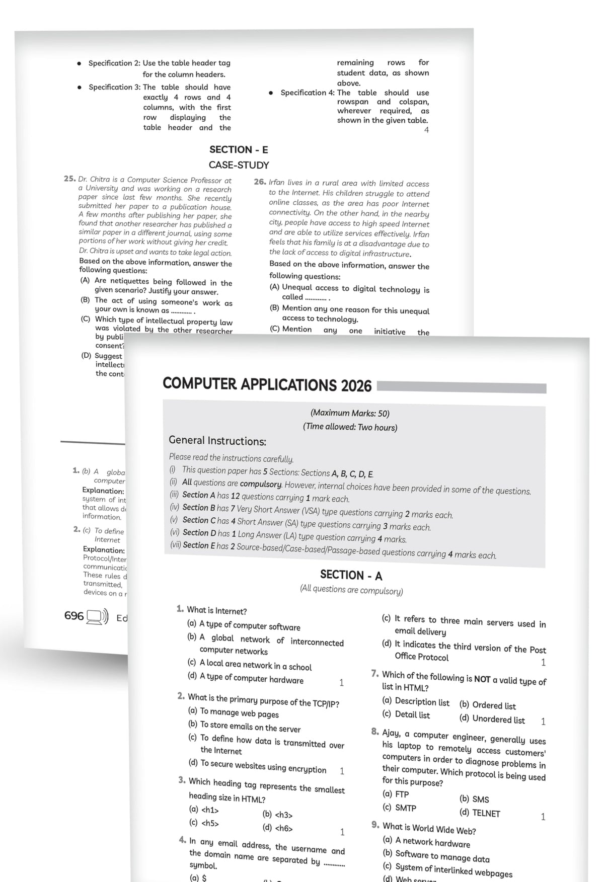 (10 subjects in 1) Educart Granth CBSE Class 10 Previous 10 Year Solved Papers 2027 - with PYQ Charts (Hindi A, Hindi B, English, Computer Apps, IT, ... Maths Basic, Social Science & Science)