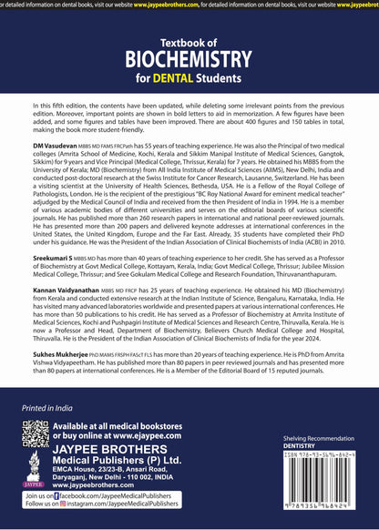 Textbook of Biochemistry for Dental Students, 5/E for BDS Students | Dental-Focused Biochemistry with 400+ Figures, 150 Tables, Oral Health Correlations and MCQ Question Bank: 1