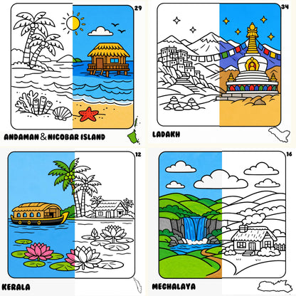 DIVINE INDIA Colouring Book for Adults & Kids | Relaxing Colouring Journey Through India's 28 States & 8 Union Territories | Explore India's Culture | Cute & Easy Designs | 8 x 8 Inch