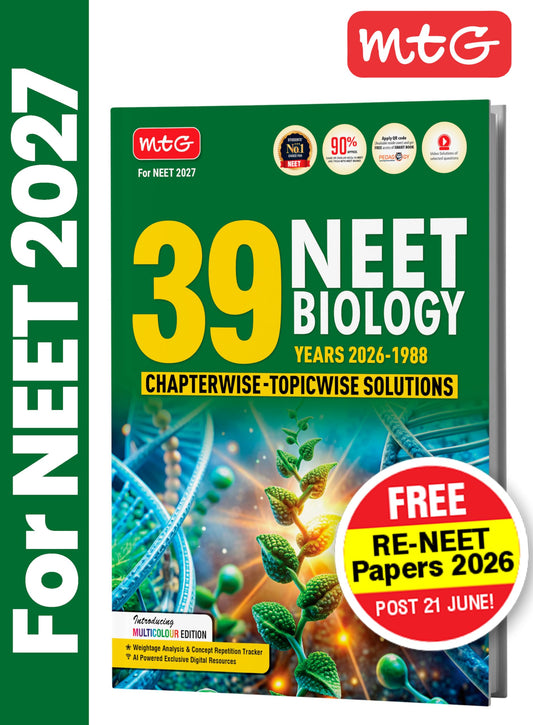 MTG NEET PYQ 39 Years Biology Book For 2026-2027 Exam | Chapterwise Topicwise Solved Question Papers | Free Video Solutions | AI Powered Digital Resource