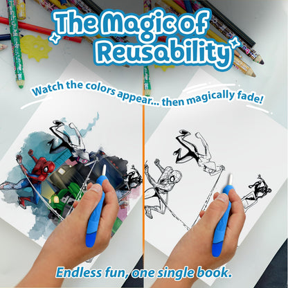 Pegasus Magic Water Book with refillable magical pen for kids 2-5 years - Spiderman | Reusable coloring books for children - self drying with no mess ... 3 + (Reusable Water Wonders Coloring Book)