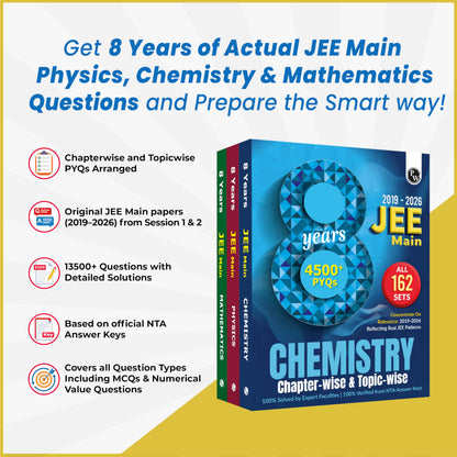 PW JEE Main 8 Years (2019-2026) PYQs Physics, Chemistry, Maths Combo Set of 3 Books | All 162 Sets Previous Years Solved Papers For JEE Main 2027 Exams | Concentrate on Relevance