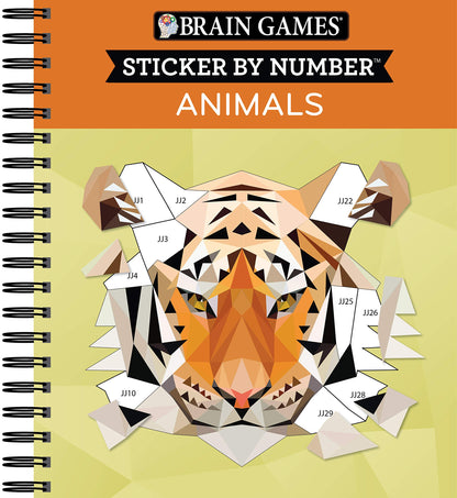 Brain Games - Sticker by Number: Animals - 2 Books in 1 (42 Images to Sticker) 
