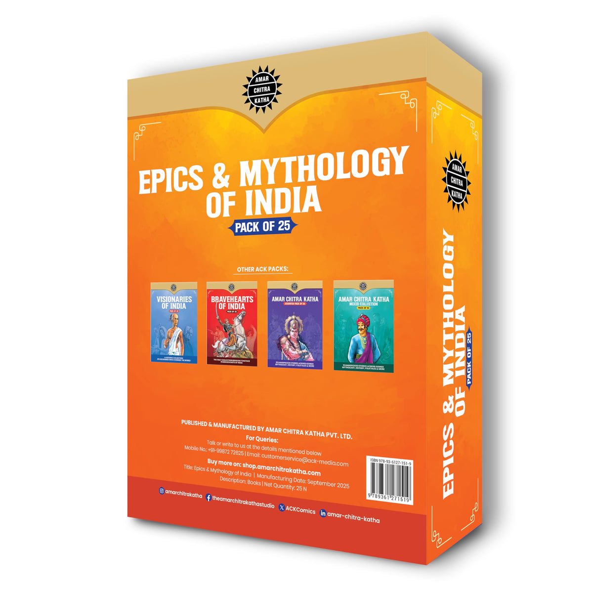 Epics & Mythology Pack of 25 | Indian Mythology, History & Folktales | Cultural Stories for Kids & Adults | Illustrated Comic Books | Amar Chitra Katha