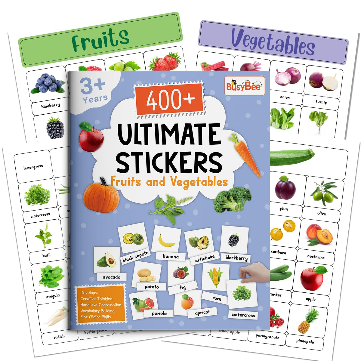 Pegasus 400+ Ultimate Stickers Book for Children - Fruits and Vegetables for 3+ Years Kids | Stickers for Classroom Activity