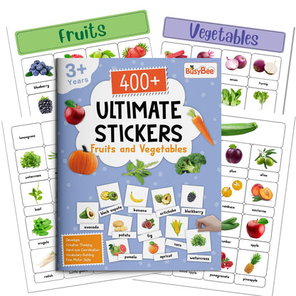 Pegasus 400+ Ultimate Stickers Book for Children - Fruits and Vegetables for 3+ Years Kids | Stickers for Classroom Activity