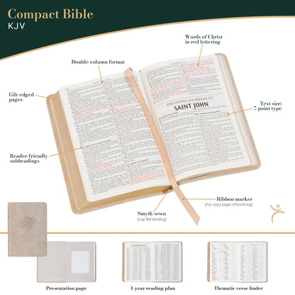 KJV Bible Compact (Faux Leather, Taupe)