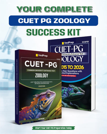 VedPrep CUET PG Zoology PYQS 2015-2026, Previous Year Questions with Solutions, Practice Exercise with solutions (2 Books)
