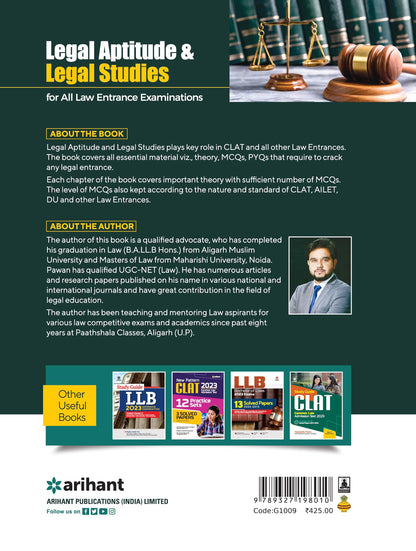 Arihant Legal Aptitude and Legal Studies Book for CLAT, AILET, CUET, AMU, DU, JMI | Law Entrance Exam 2025 | Topicwise MCQs with PYQs & Latest Syllabus Coverage