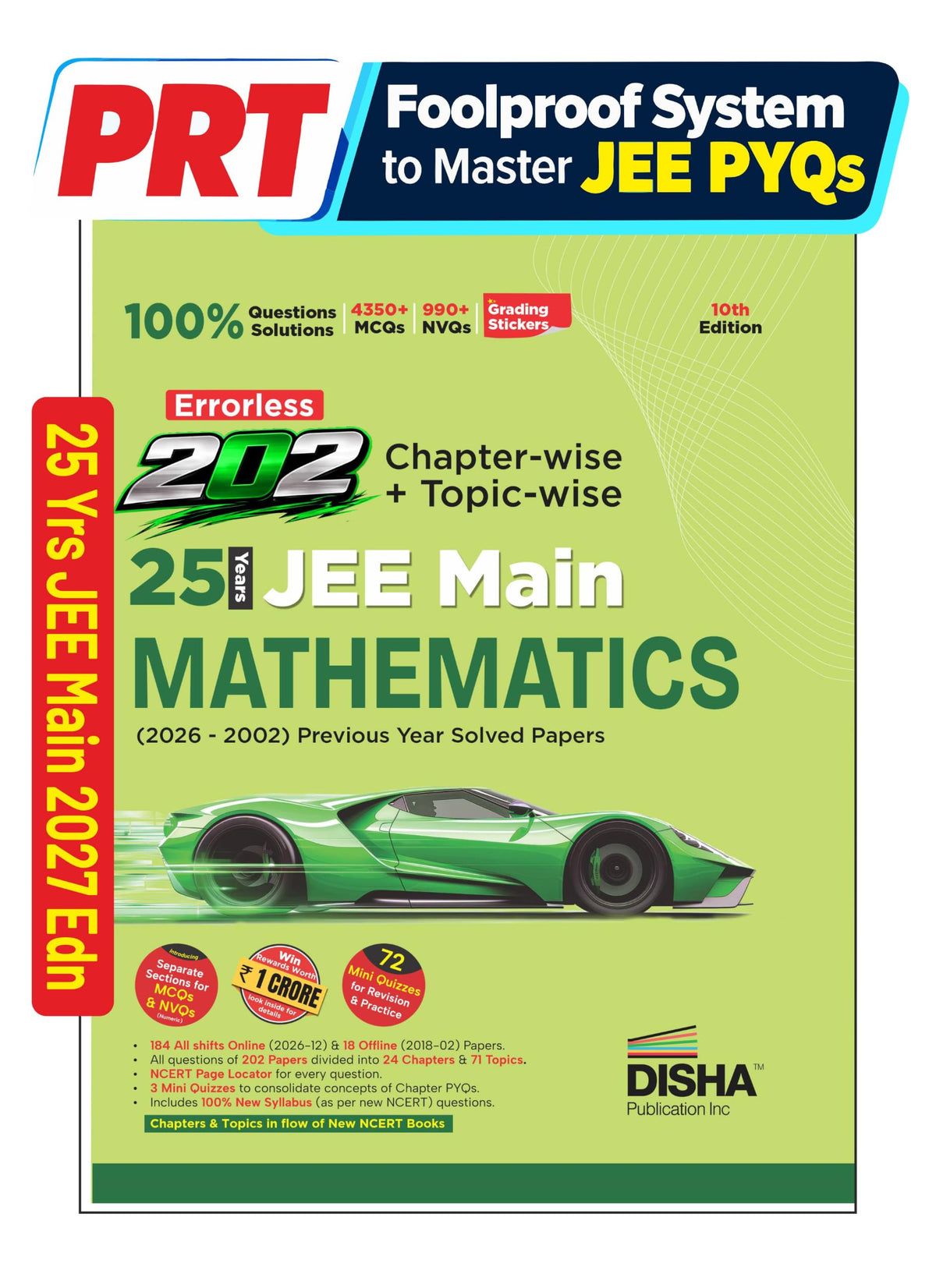 Disha Errorless 202 Mathematics Chapter-wise & Topic-wise 25 Year JEE Main Previous Year Solved Papers (2026 - 2002) 10th Edn|100% New Syllabus JEE MAINS PYQ Book with Detailed Solutions |For JEE 2027