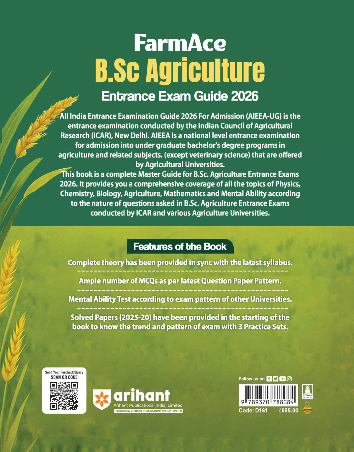 (Old Edition) Arihant FarmAce B.Sc Agriculture Entrance Exam Guide 2025